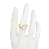 ANILLO FLOR DELGADA BAÑO EN RODIO