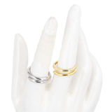 ANILLO LISO DOBLE PLATEADO EN RODIO