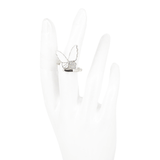 ANILLO MARIPOSA BLANCA MEDIANA BAÑO EN RODIO