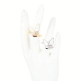 ANILLO MARIPOSA BLANCA MEDIANA BAÑO EN RODIO