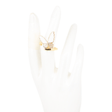 ANILLO MARIPOSA BLANCA MEDIANA BAÑO EN RODIO