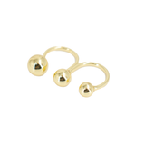 ANILLO TRIPLE BOLA DORADA BAÑO EN RODIO