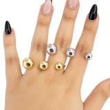 ANILLO TRIPLE BOLA DORADA BAÑO EN RODIO