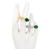 ANILLO COLIBRI VERDE GRANDE BAÑO EN RODIO