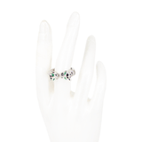 ANILLO DOBLE GUEPARDO DORADO Y VERDE BAÑO EN RODIO