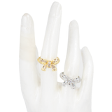 ANILLO MOÑO COQUETTE DORADO BAÑO EN RODIO