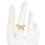 ANILLO MOÑO COQUETTE DORADO BAÑO EN RODIO