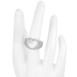 ANILLO CIRCONADO CORAZÓN OPALO DORADO BAÑO EN RODIO