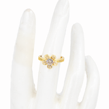 ANILLO FLOR MINI SENCILLO BAÑO EN RODIO