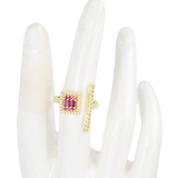 ANILLO CUADRADO BAÑO EN RODIO