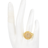 ANILLO CIRCULAR FLOR MINI CIRCONES BAÑO EN RODIO