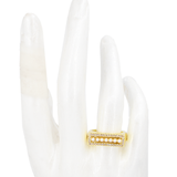 ANILLO SEMI RECTANGULO PERLA BAÑO EN RODIO