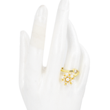 ANILLO FLOR PERLA CIRCONADA BAÑO EN RODIO