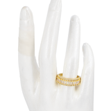 ANILLO CENTRO CRISTAL DORADO BAÑO EN RODIO