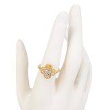 ANILLO FLOR GIRATORIA DORADO BAÑO EN RODIO