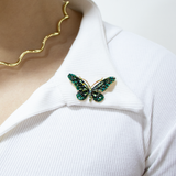 PIN MARIPOSA VERDE MURANO BAÑO EN RODIO