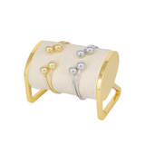 PULSERA LISA BALINES DOBLES BAÑO DE RODIO