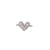 DIJE PULSERA CORAZÓN  PLATEADO BAÑO EN RODIO