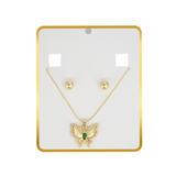 SET DIJE MARIPOSA VERDE + TOPO BAÑO EN RODIO