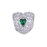 CHARM DIJE PANDORA CORAZÓN VERDE PLATEADO EN RODIO
